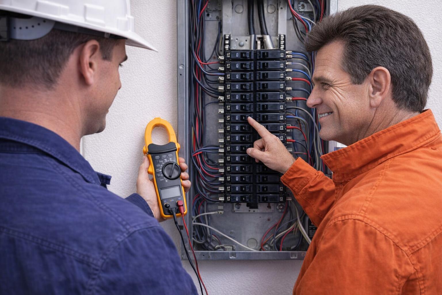 Picture of an electrician fixing a circuit in Colwood, BC