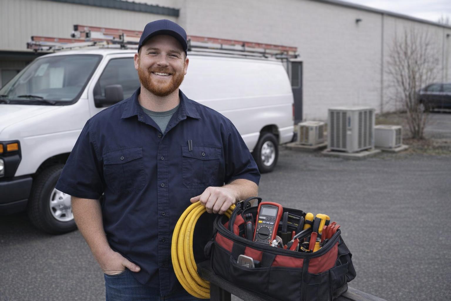 Picture of an electrician fixing a circuit in North Saanich, BC