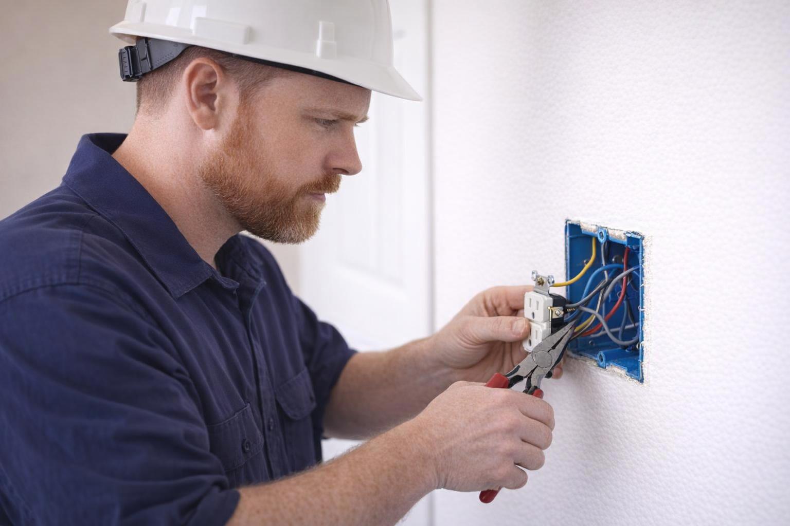 Picture of an electrician fixing a circuit in Victoria, BC