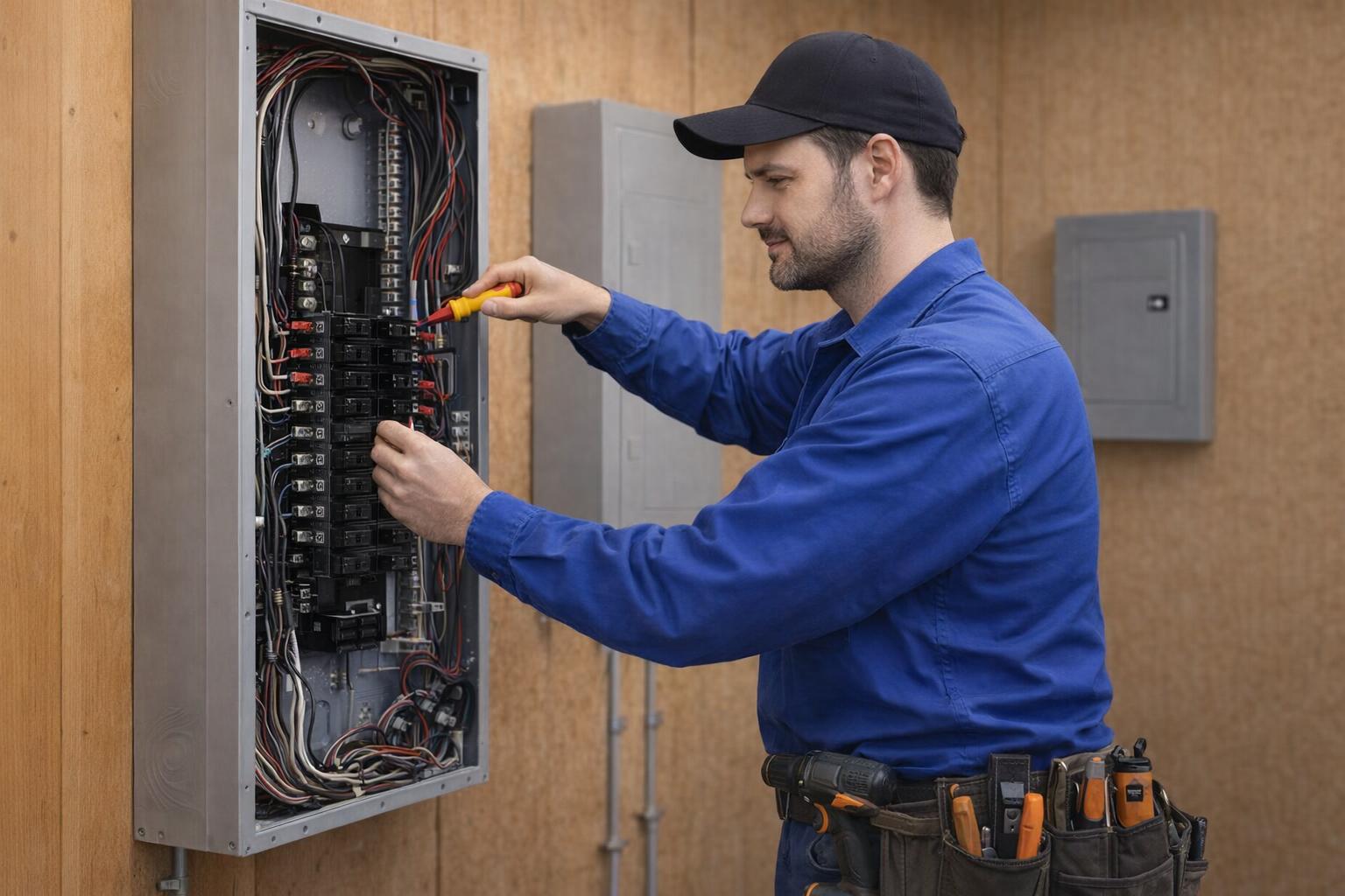 Picture of electrical contractors reviewing plans on a job site in Langford, BC