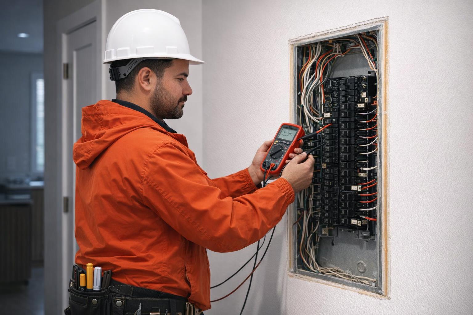 Picture of an electrician responding to an urgent electrical fault in Langford, BC