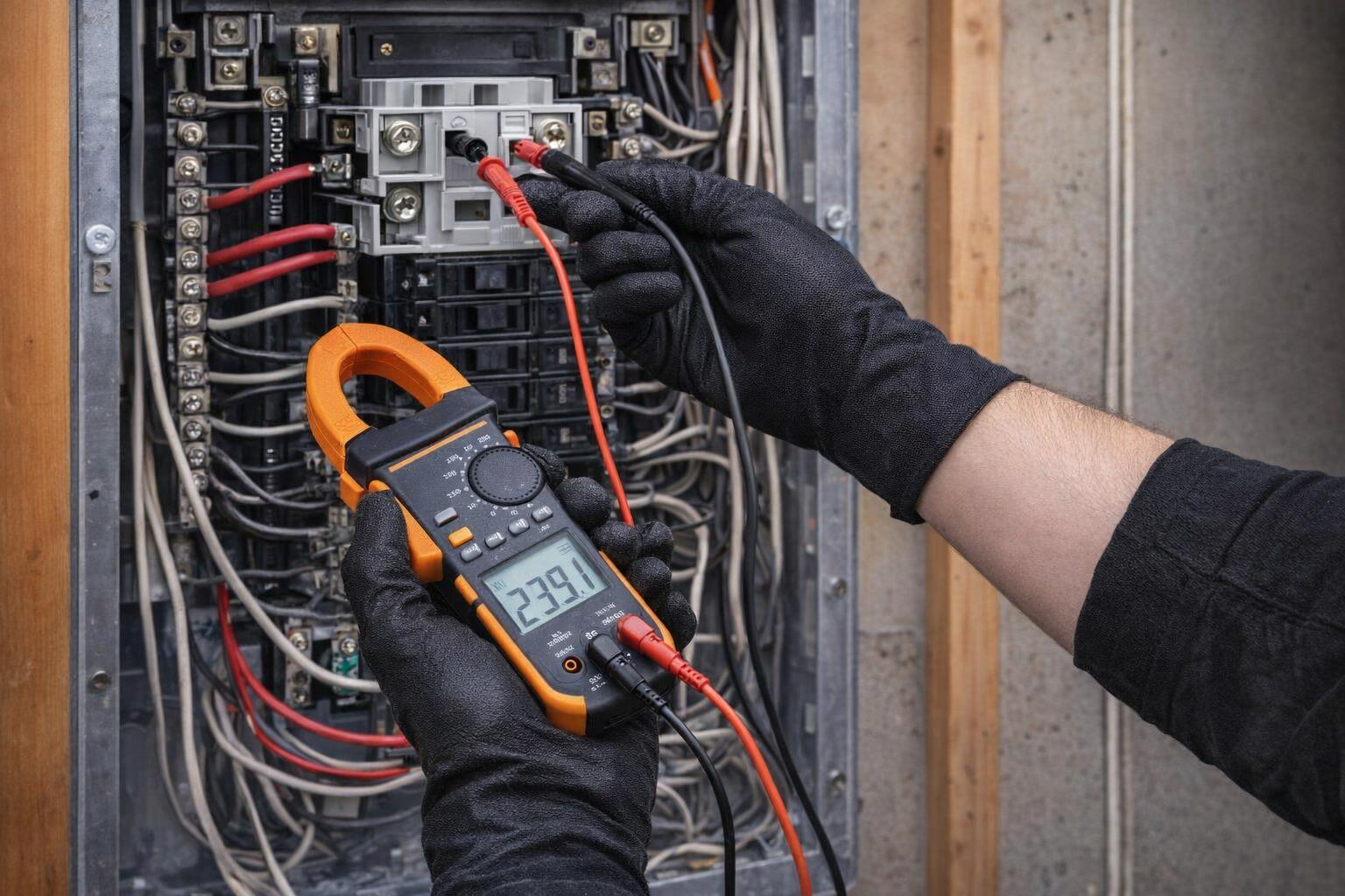 Picture of a licensed electrician inspecting electrical wiring in Highlands, BC