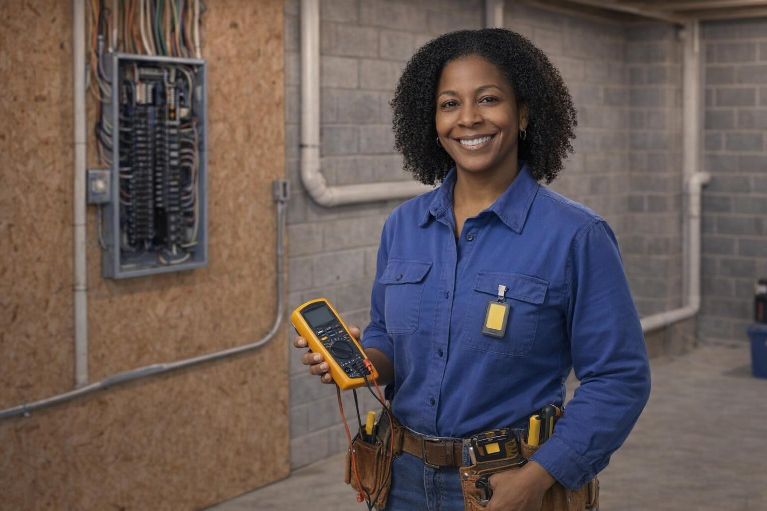 Picture of a licensed electrician inspecting electrical wiring in View Royal, BC