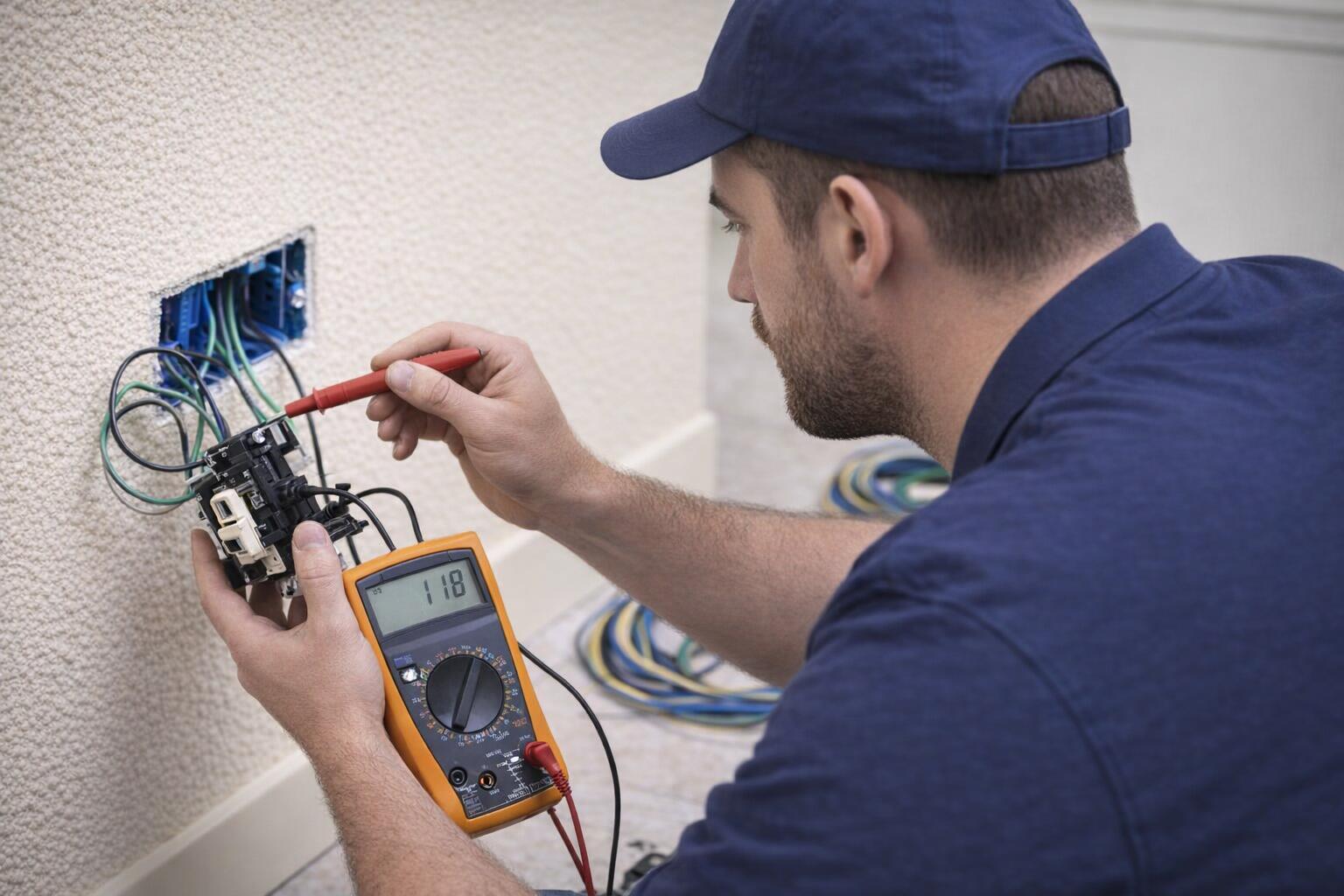 Picture of an electrician wiring a home in Victoria, BC